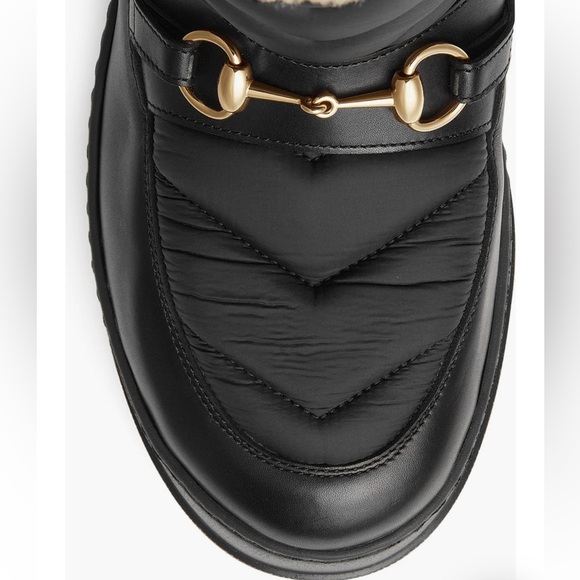Gucci Horsebit Shearling-Trimmed Quilted Nylon and Leather Boots-Black - Picture 5 of 10